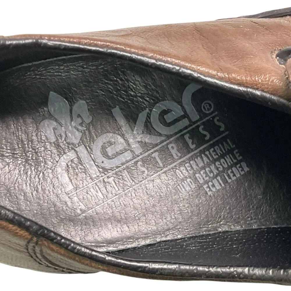 Rieker Women’s 38 EUR 7.5 US Antistress Brown Leather Slip On Driving‎ Loafers